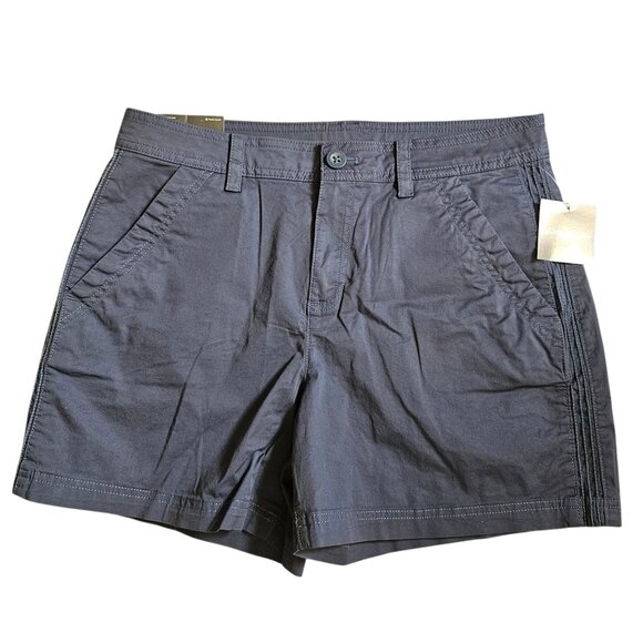 NWT Eddie Bauer Aspire Chino Womens Shorts SZ 10 Blue Slightly Curvy Hike Travel - Picture 1 of 10